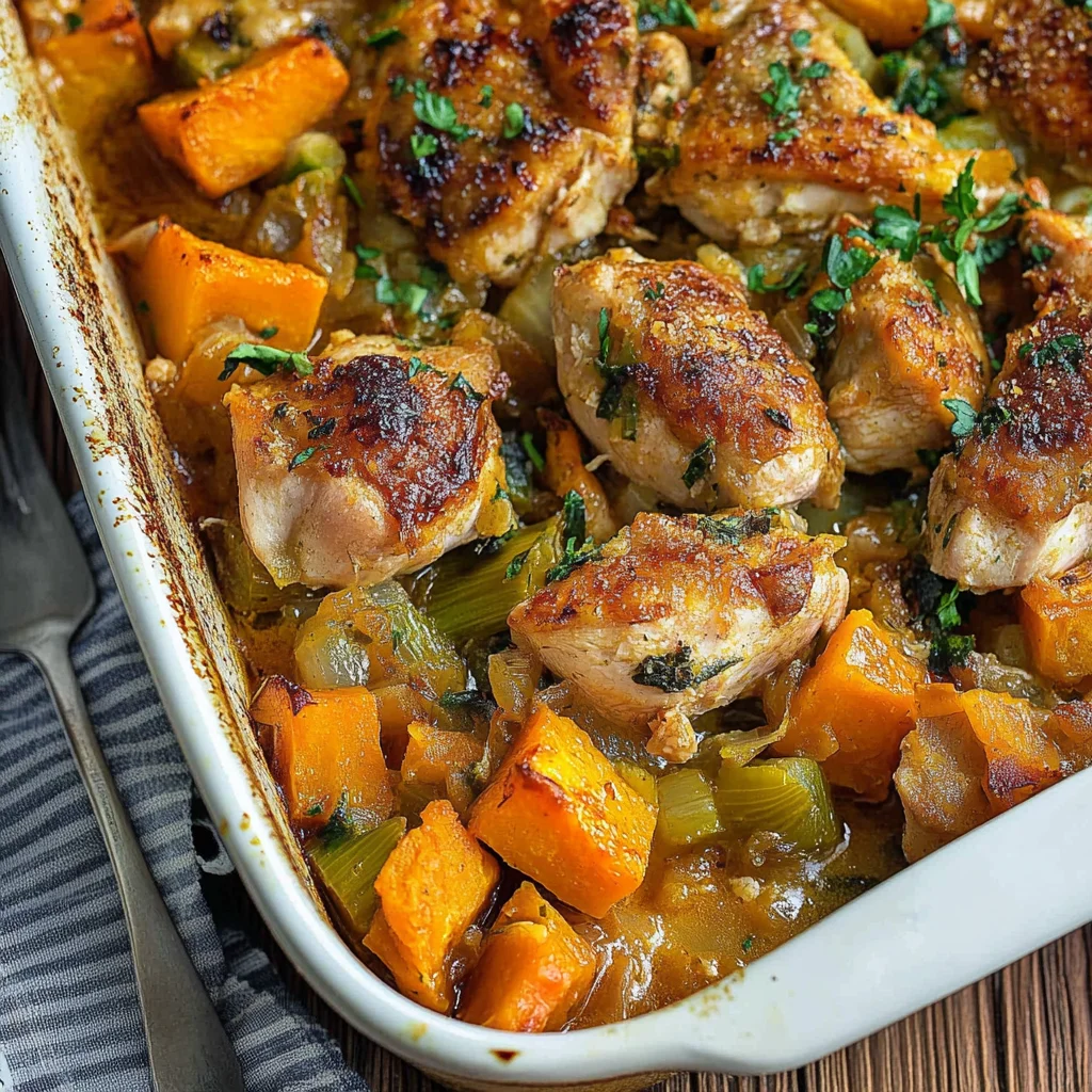 Chicken, Leek and Butternut Squash Bake