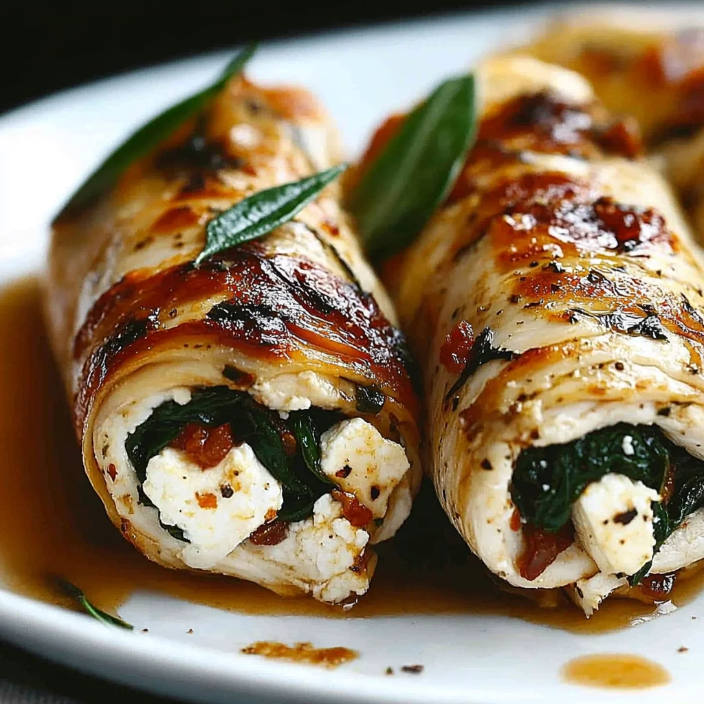 Rolled Up Chicken with Feta, Spinach, and Sun-Dried Tomatoes