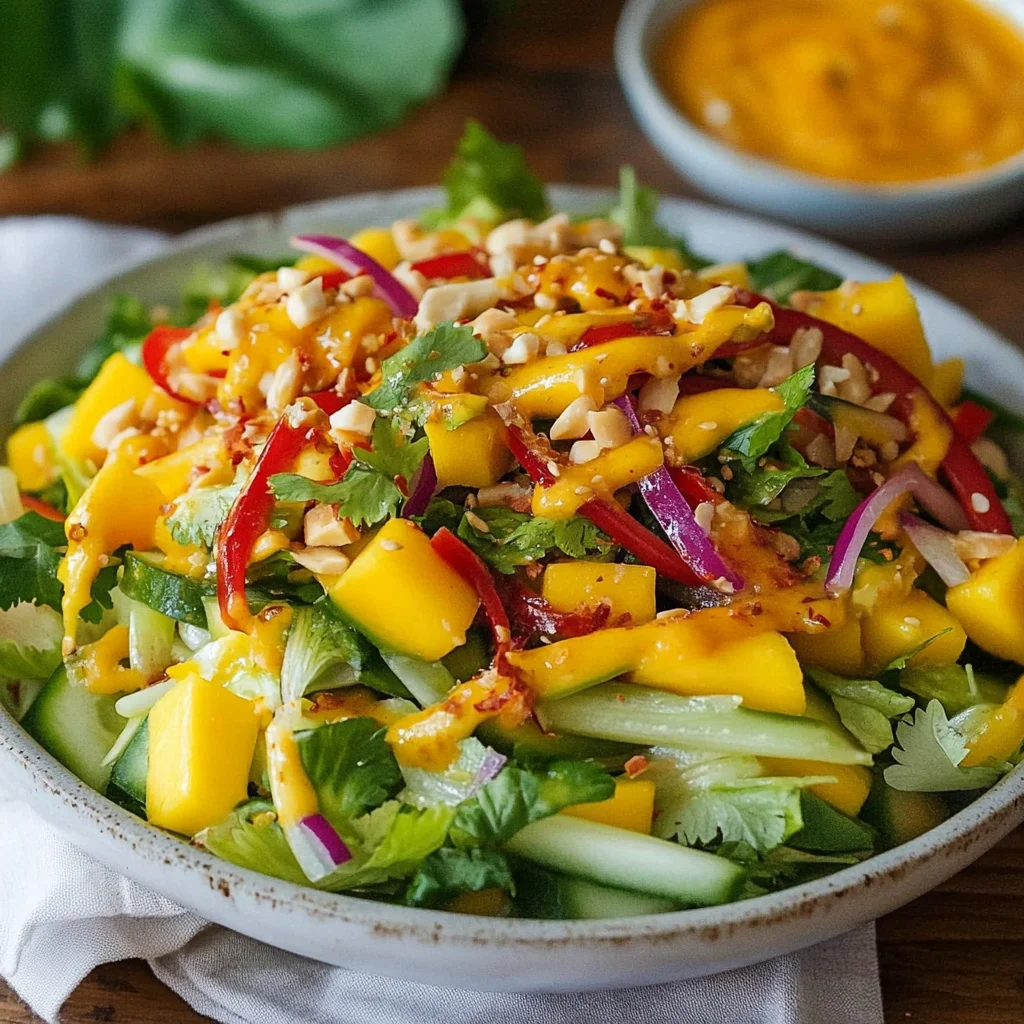 mango salad with spicy mango dressing