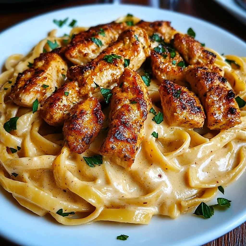 Cajun Chicken pasta in Creamy Parmesan Garlic Sauce