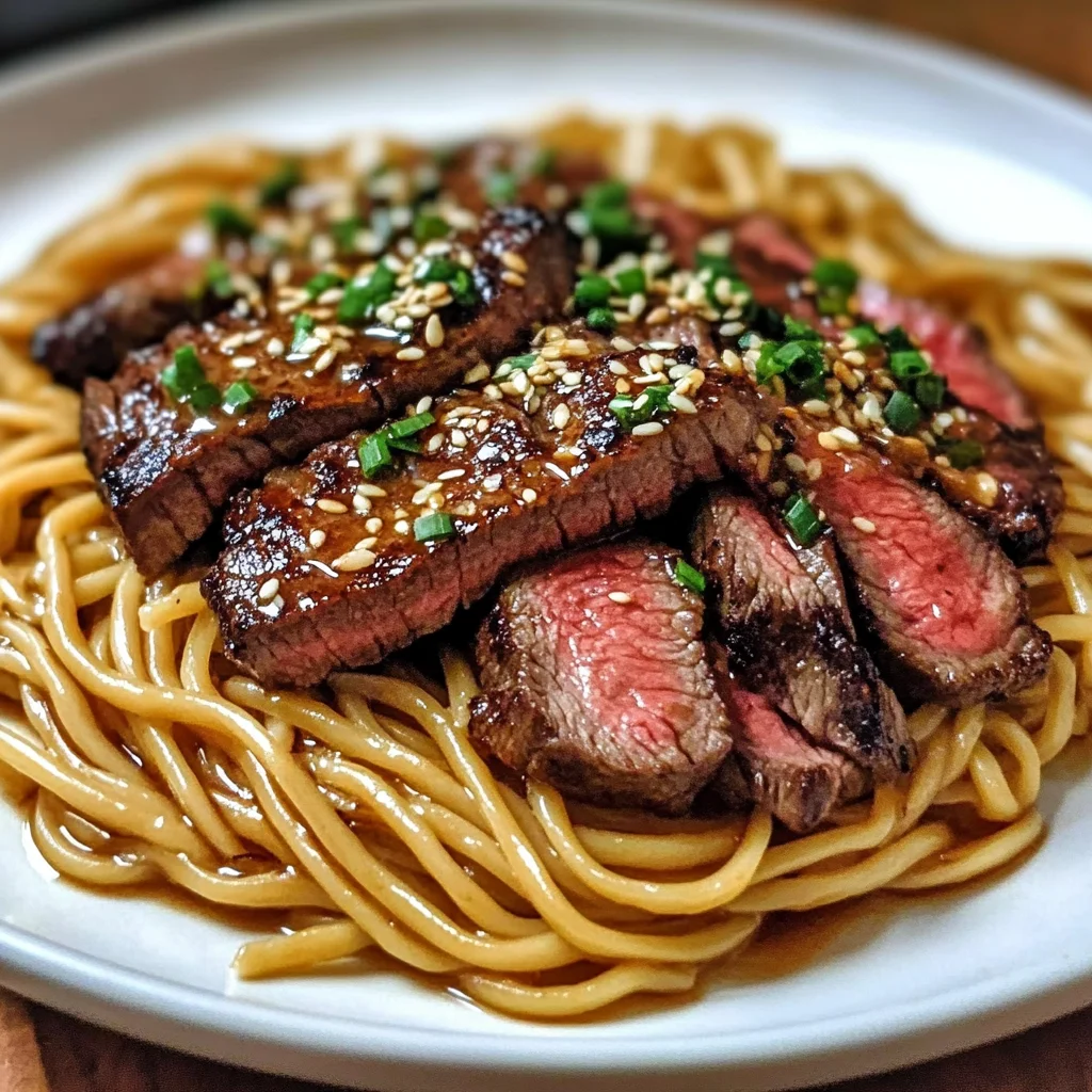 Garlic Butter Steak with Lightning Noodles Recipe