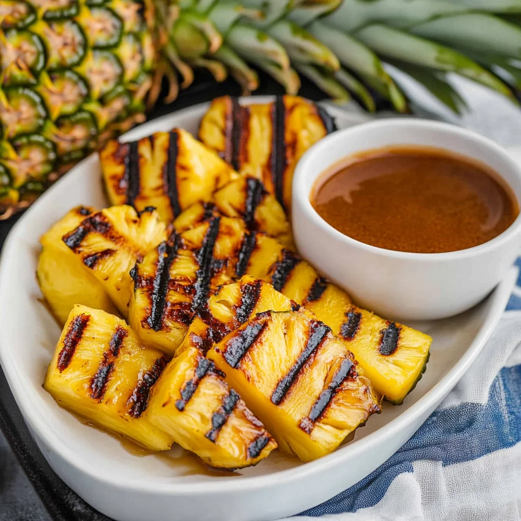 Grilled Pinapple with Cinnamon Honey Drizzle