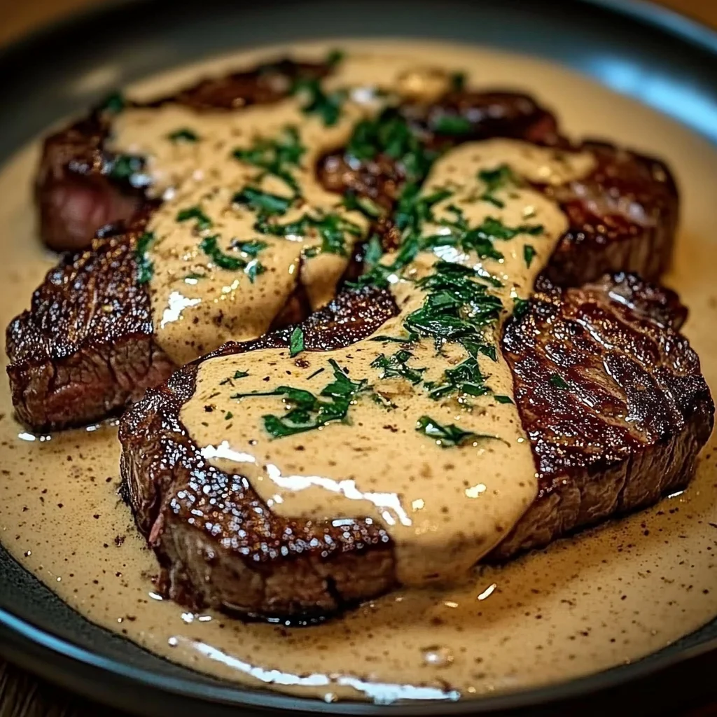 Juicy Steak with Creamy Garlic Sauce