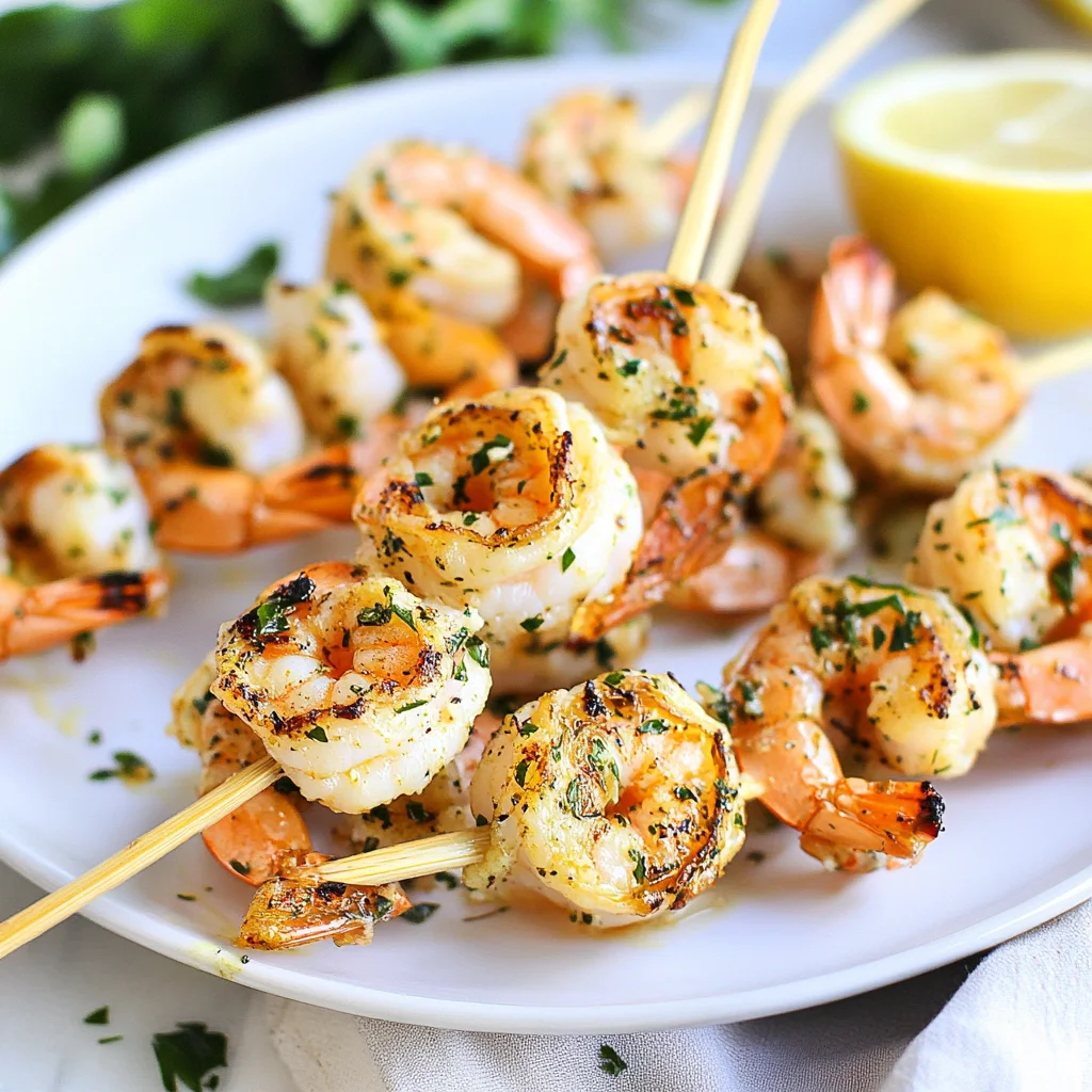 Lemon Garlic Grilled Shrimp Skewers