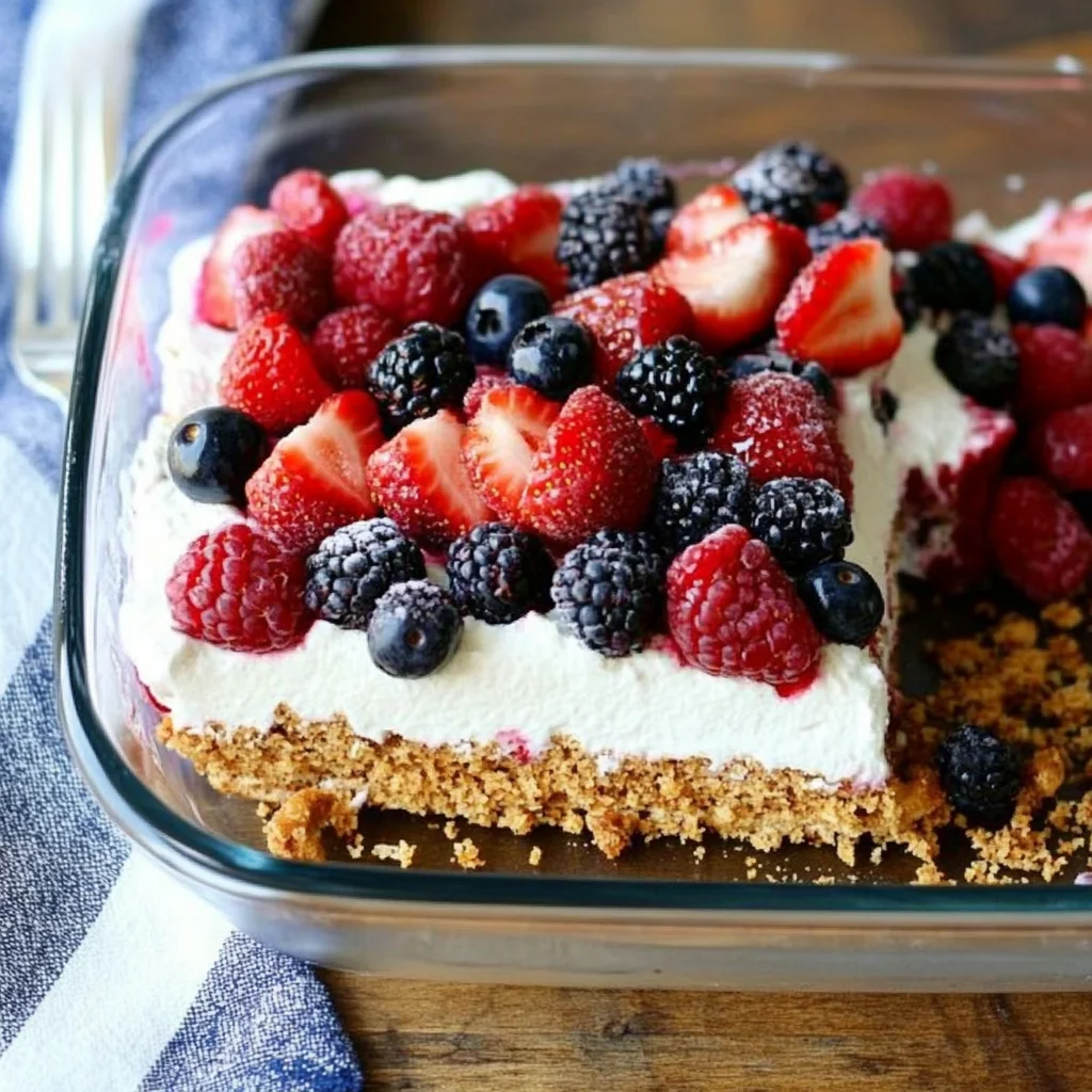 {No Bake} Berry Pretzel Dessert