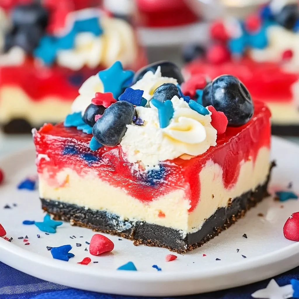 Red White and Blue Cheesecake Bars Recipe