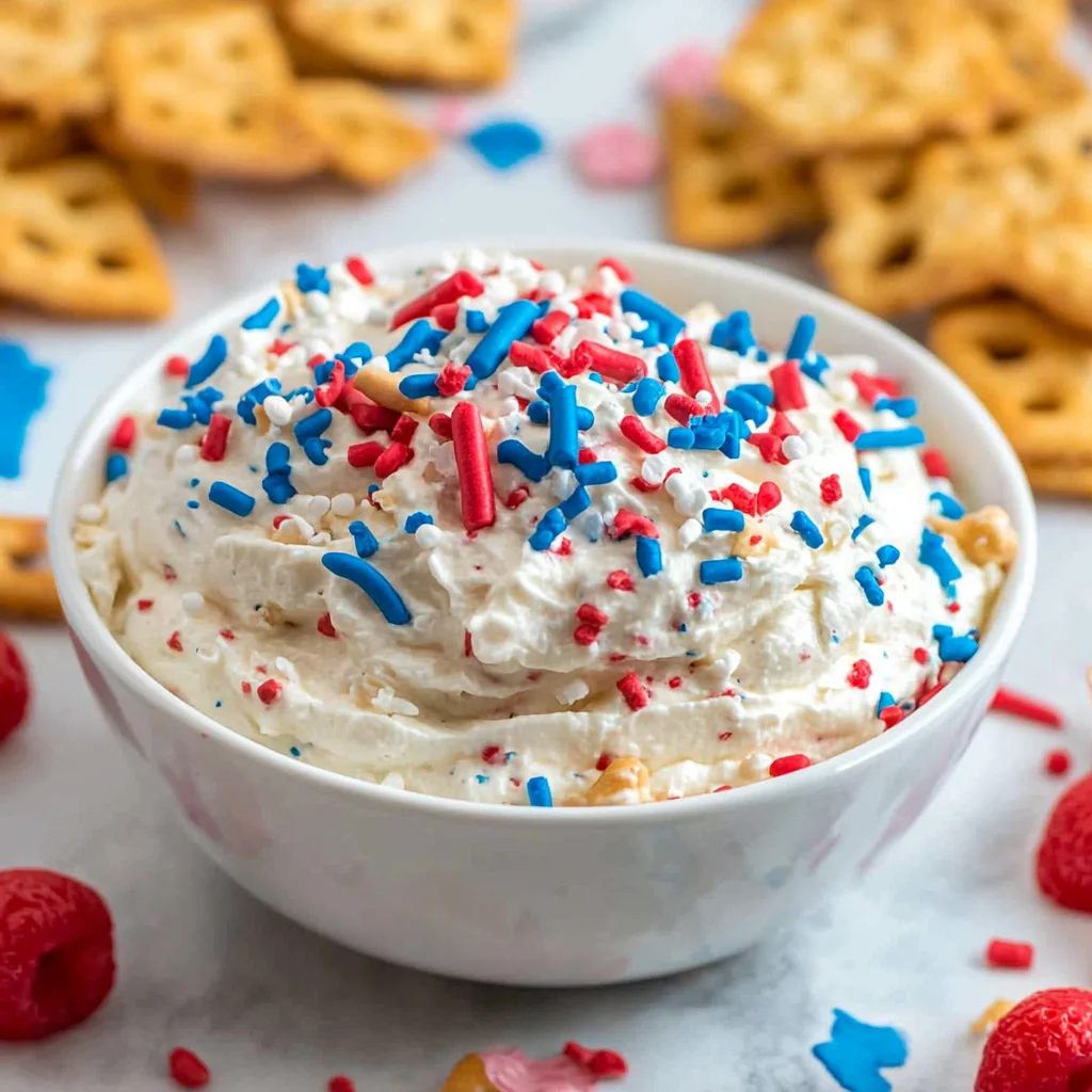 Red, White and Blue Funfetti Dip