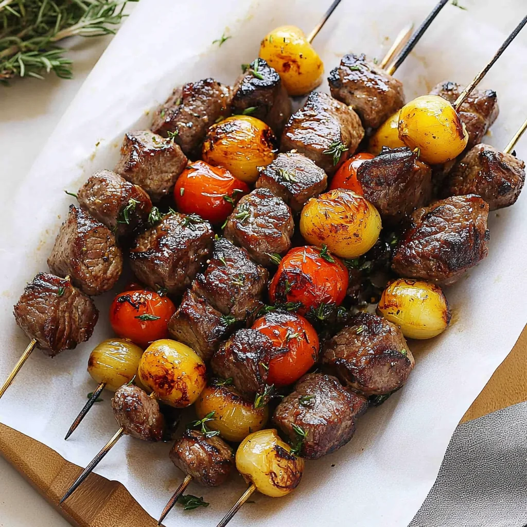 Rosemary Garlic Steak Kebabs