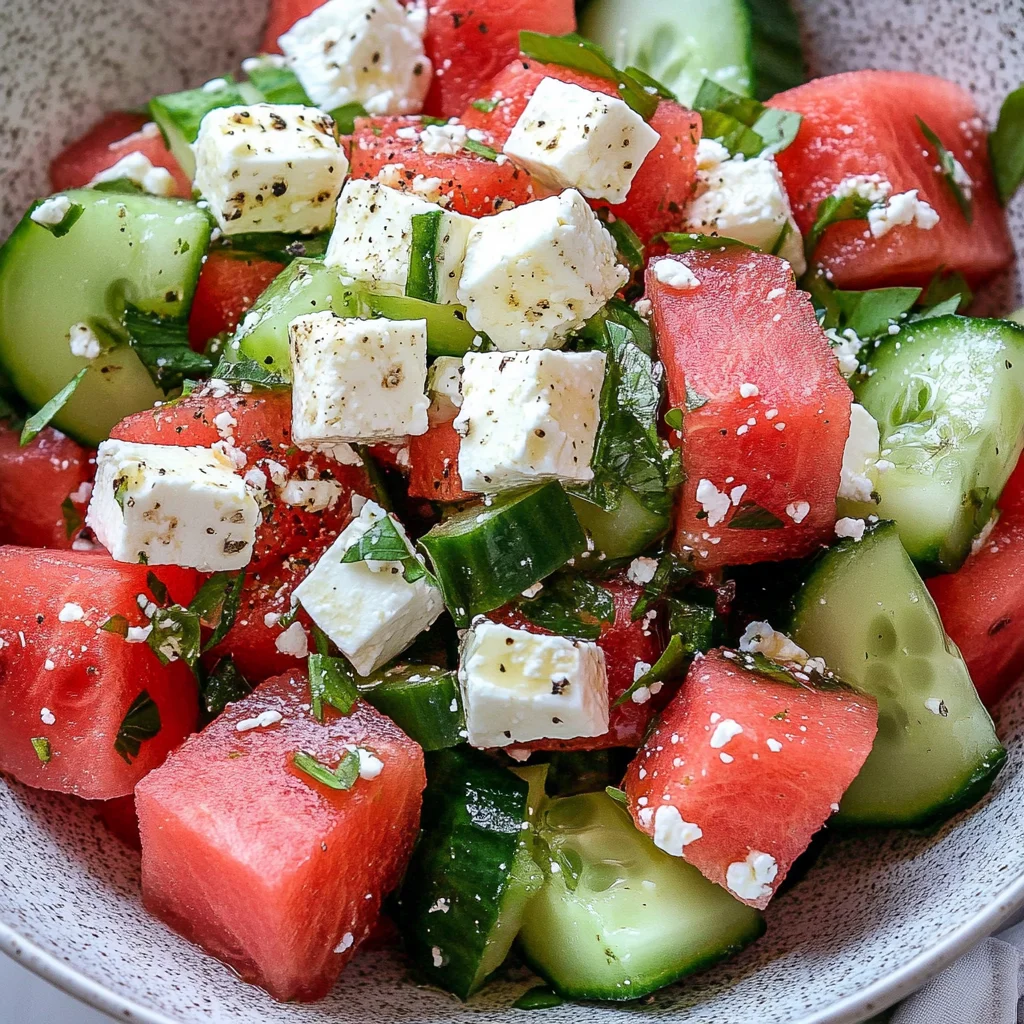 SIMPLE Watermelon + Cucumber + Feta Salad
