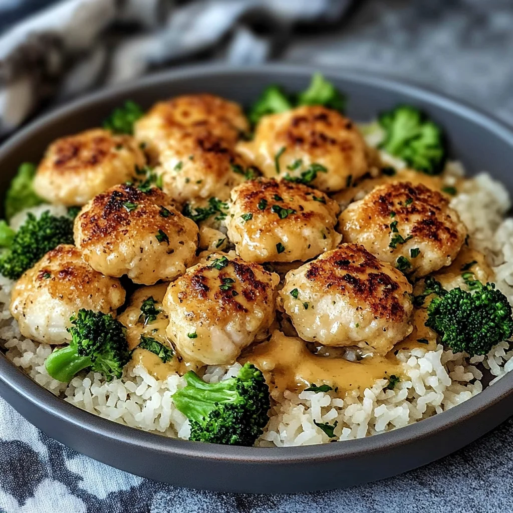 Savory Parmesan Chicken Bites with Garlic Rice and Broccoli
