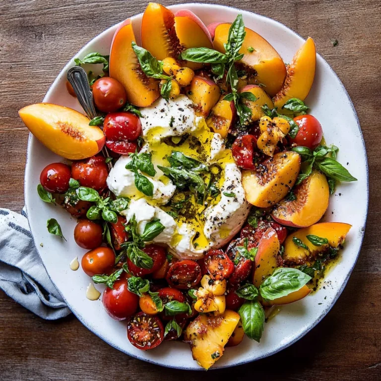 Tomato, Peach, and Burrata Salad