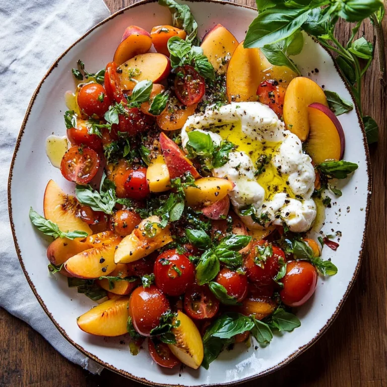 Tomato, Peach, and Burrata Salad