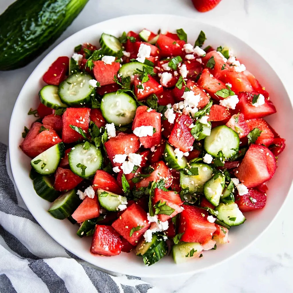 Watermelon Strawberry Cucumber Salad