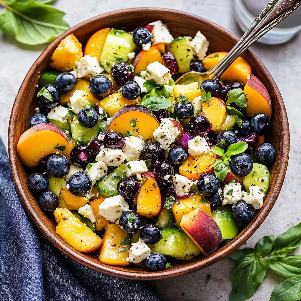 Blueberry Peach Feta Salad