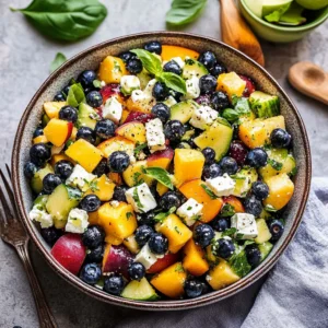 Blueberry Peach Feta Salad