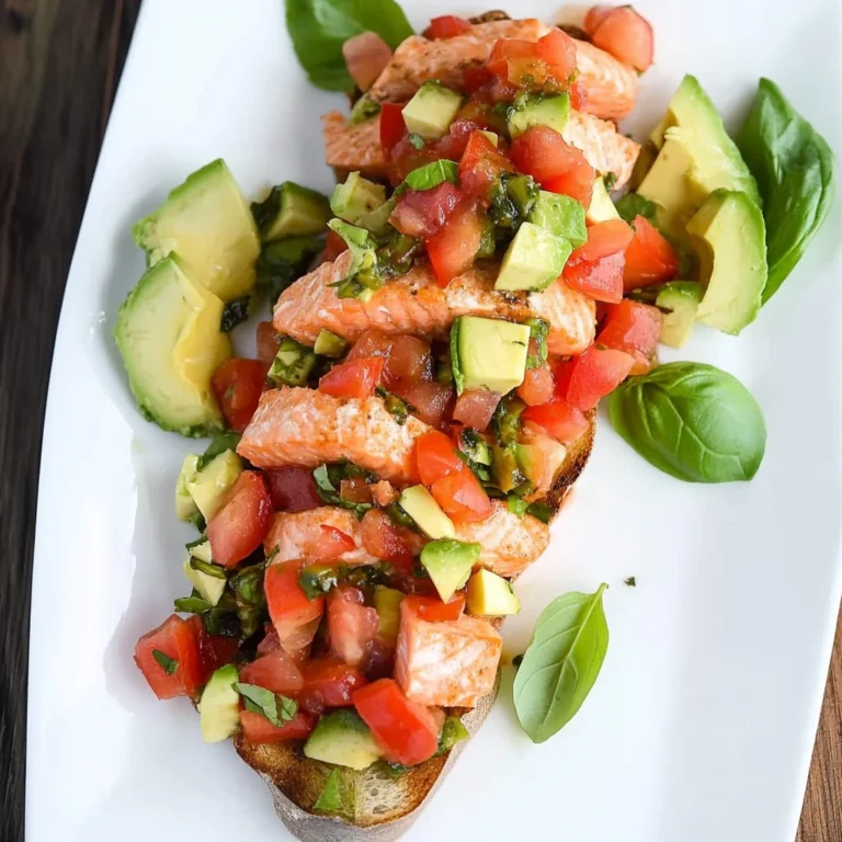 Grilled Salmon Bruschetta with Avocado
