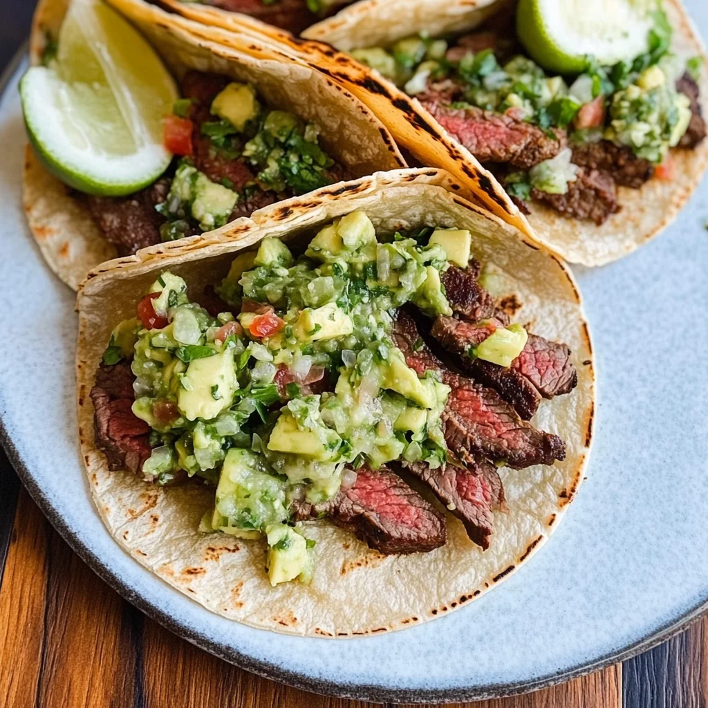 Grilled Steak Tacos with Avocado Salsa
