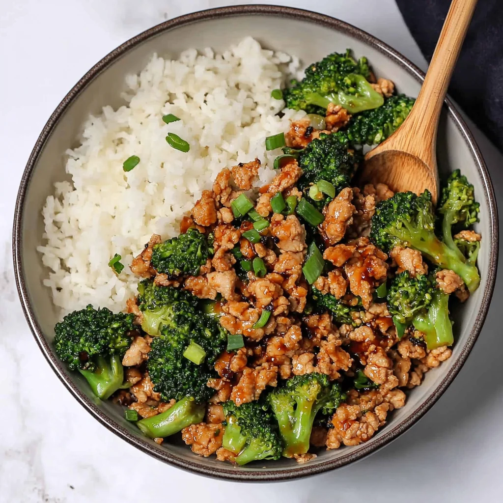 Honey Sriracha Ground Chicken and Broccoli