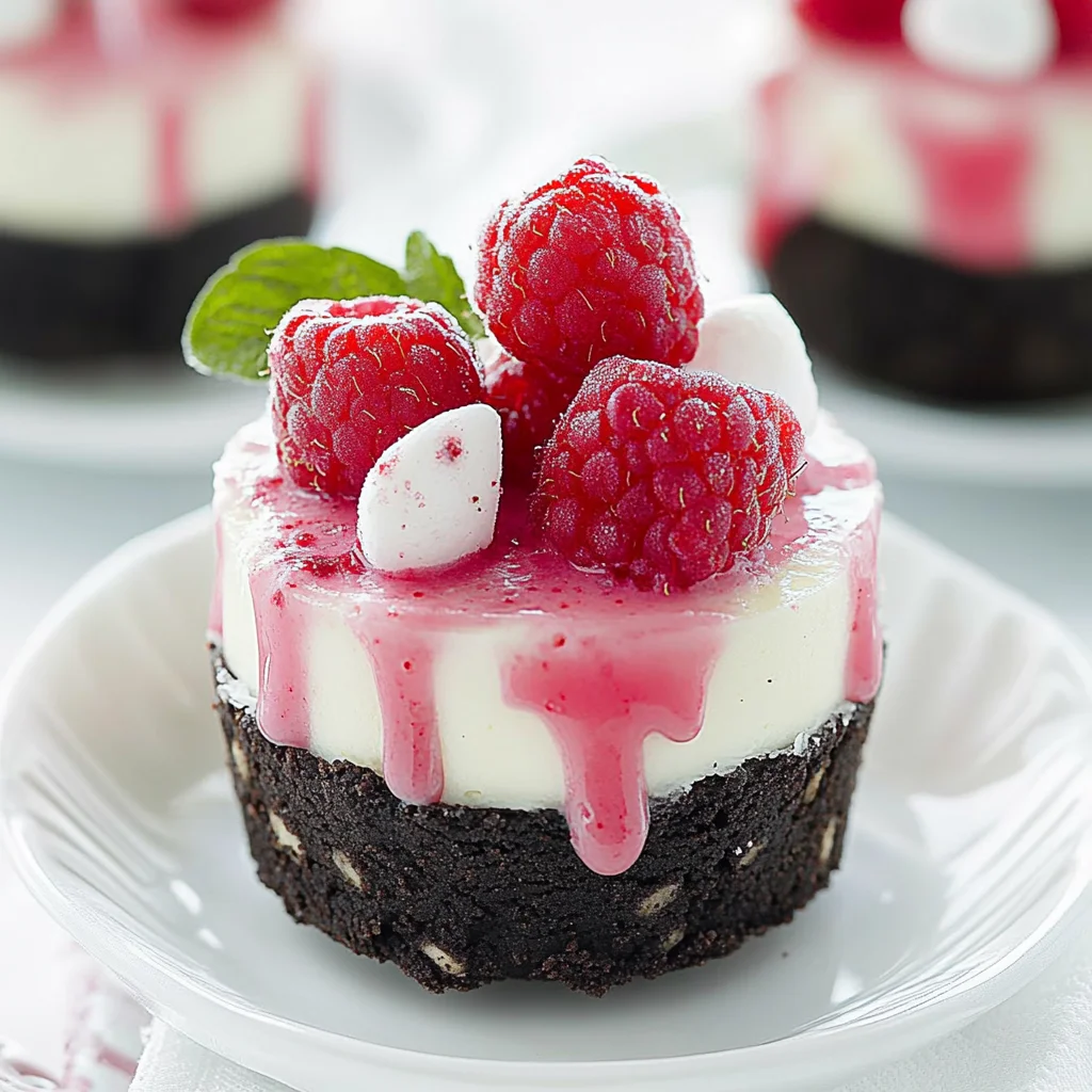 No Bake Mini Raspberry Cheesecakes with Oreo Crust