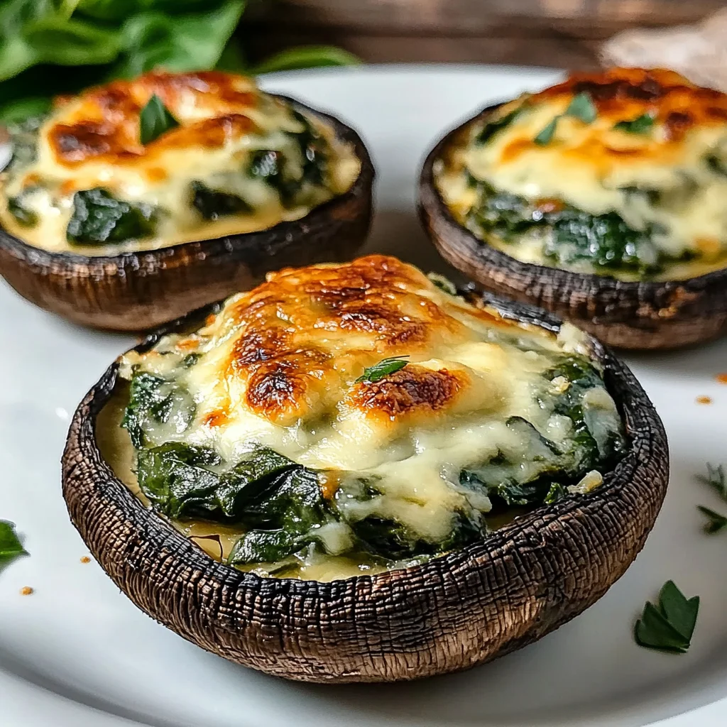 Spinach and Cheese Stuffed Portobello Mushroom
