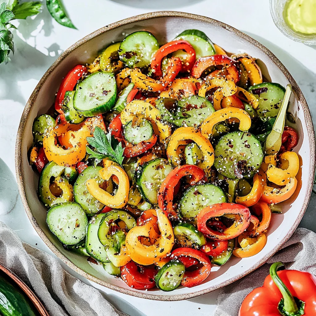 Viral TikTok Cucumber & Bell Pepper Salad