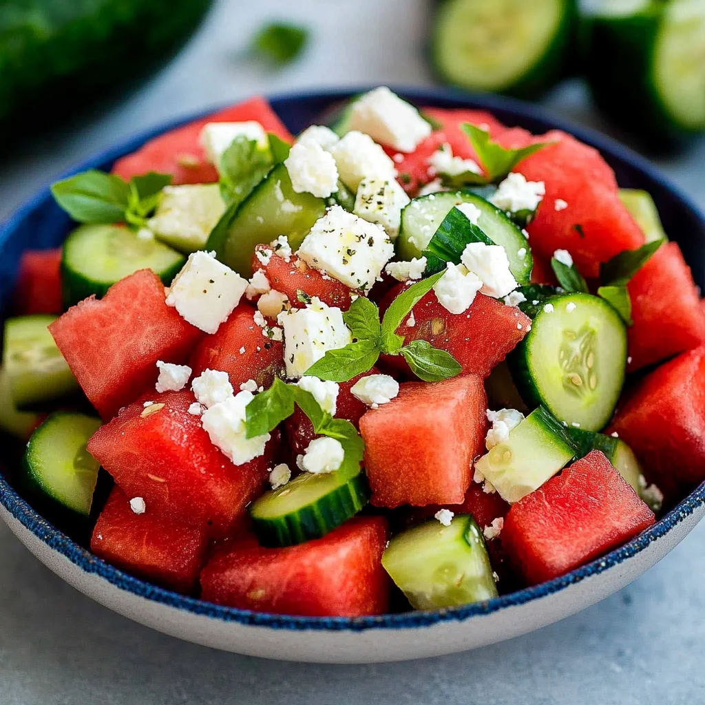 Watermelon Salad with Feta and Cucumber