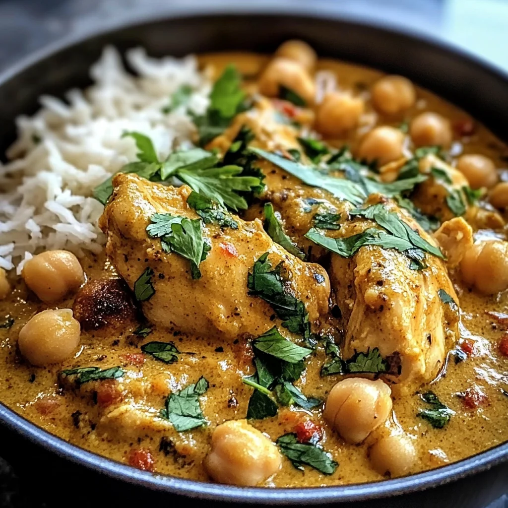 Coconut Chicken & Chickpea Curry with Garlic Naan