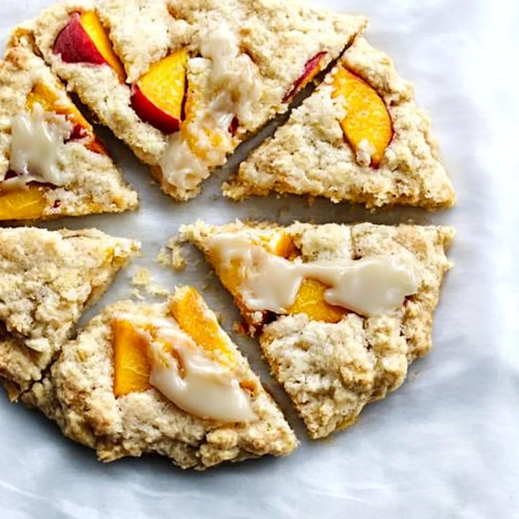 Peach Scones with Honey Vanilla Glaze