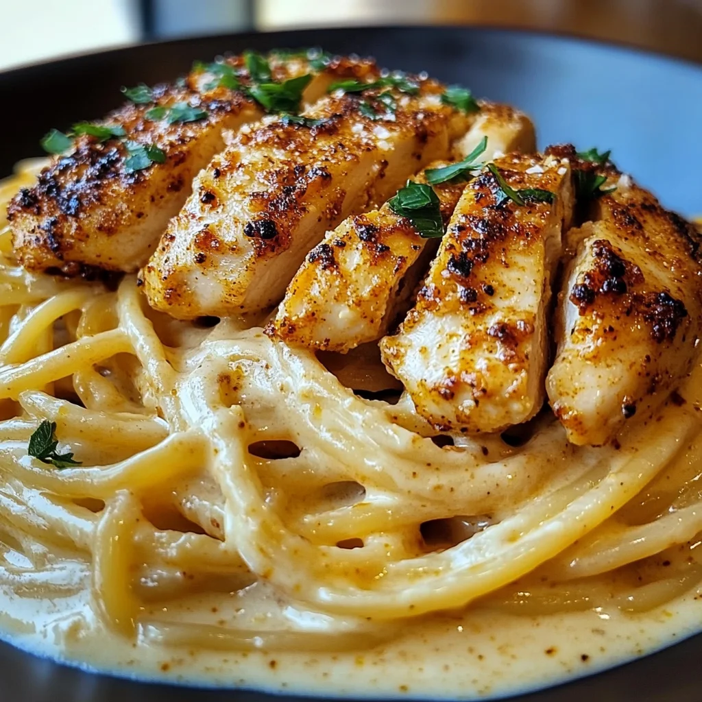 Savory Cajun Chicken over Creamy Parmesan Linguine