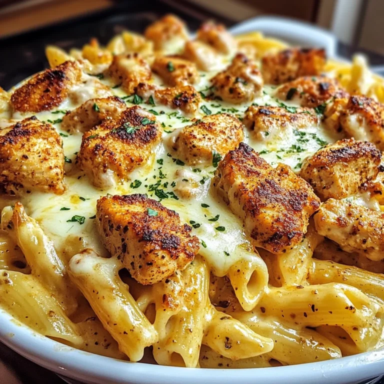 Cajun Chicken Bites with Cheesy Penne Parmesan Sauce