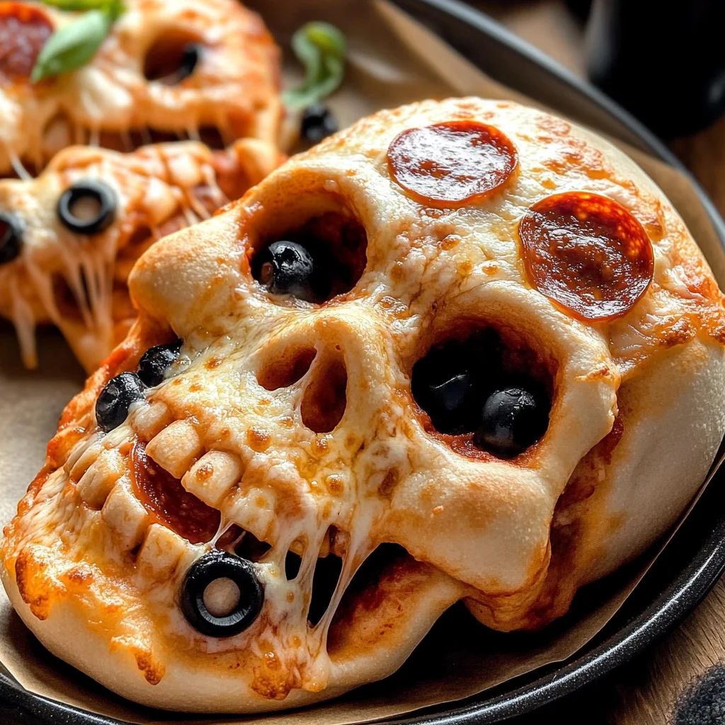 Cheesy Halloween Pizza Skulls