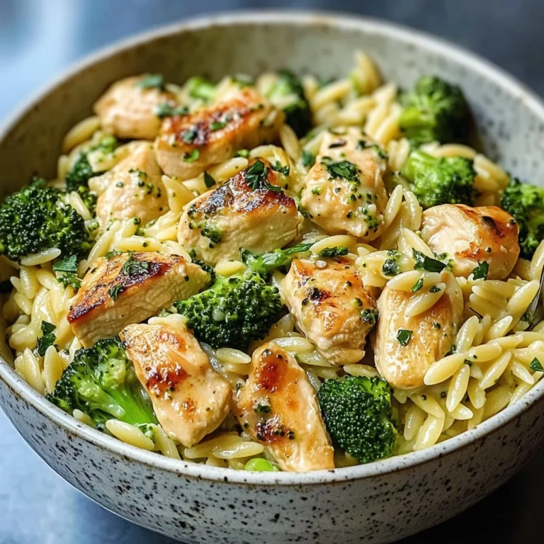 Creamy Chicken and Broccoli Orzo Bowl
