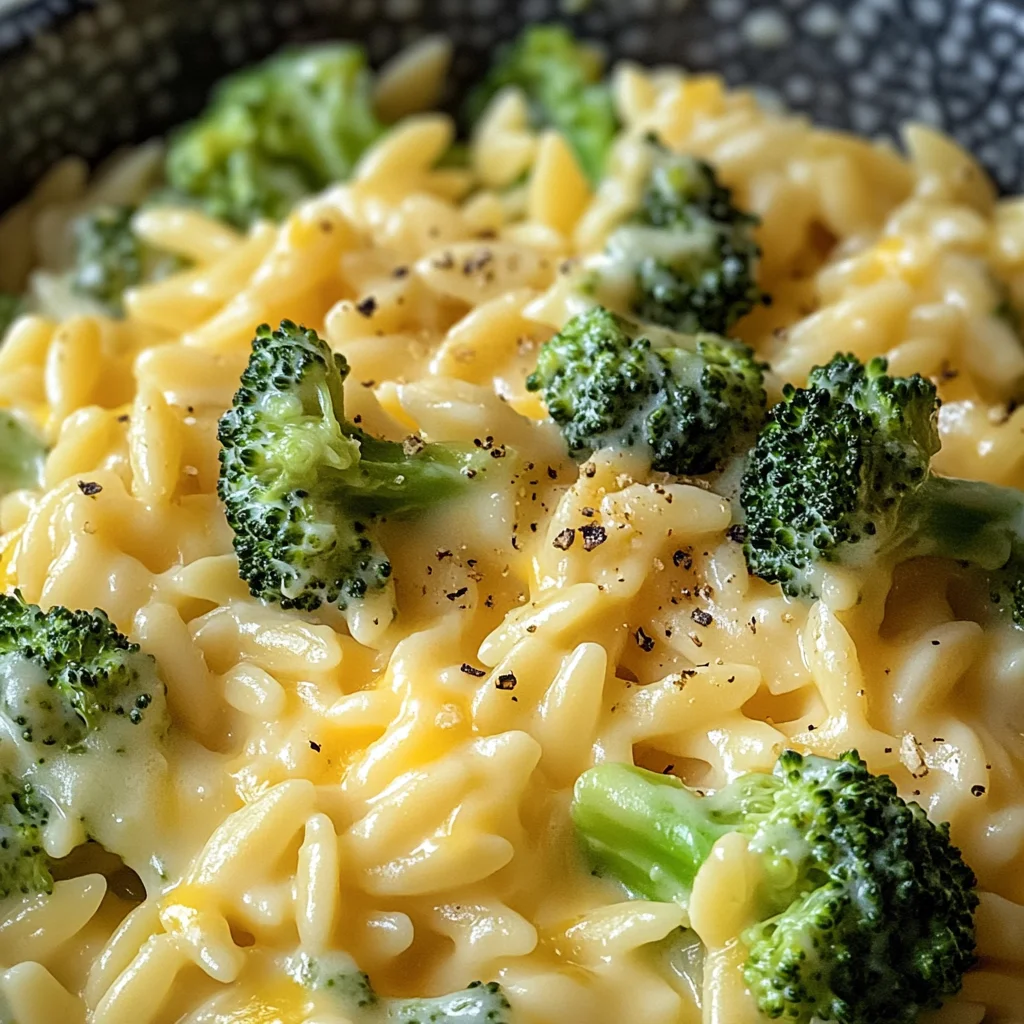 Creamy One-Pot Broccoli Cheddar Orzo