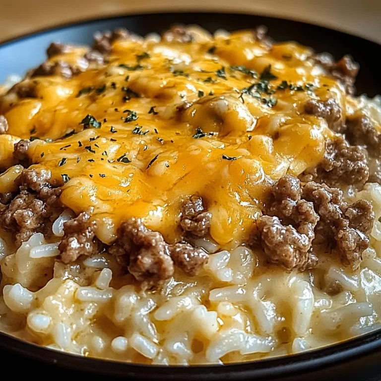Garlic Butter Beef and Rice Skillet with Cheddar Parmesan Sauce