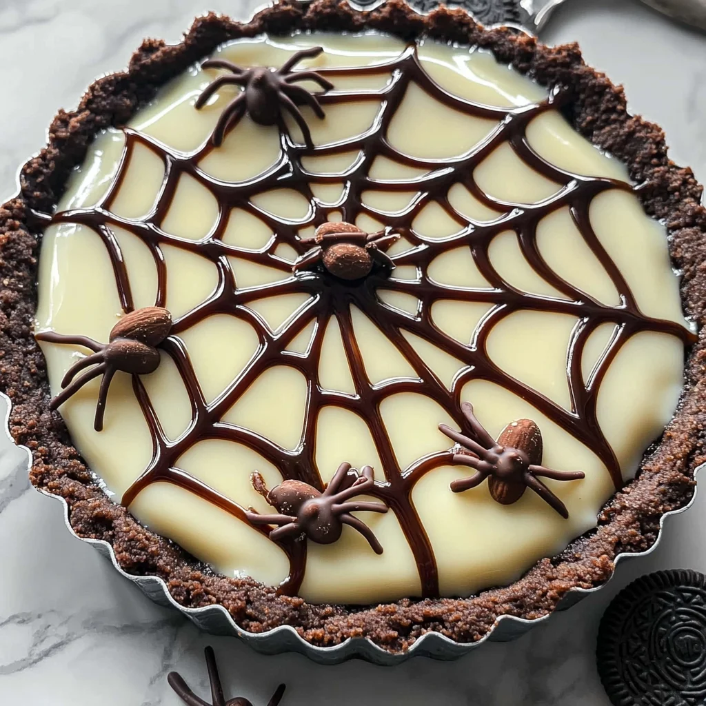 Halloween Chocolate Spiderweb Tart