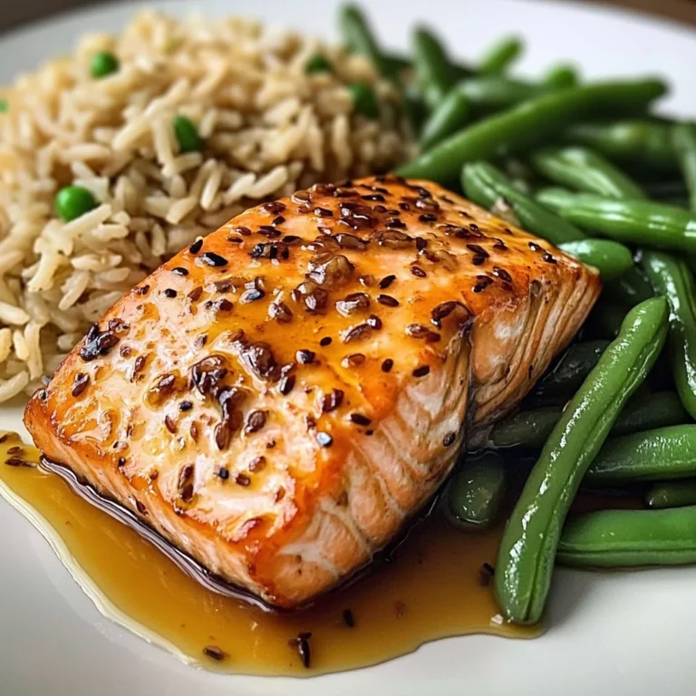 Honey Garlic Salmon with Brown Rice & Green Beans