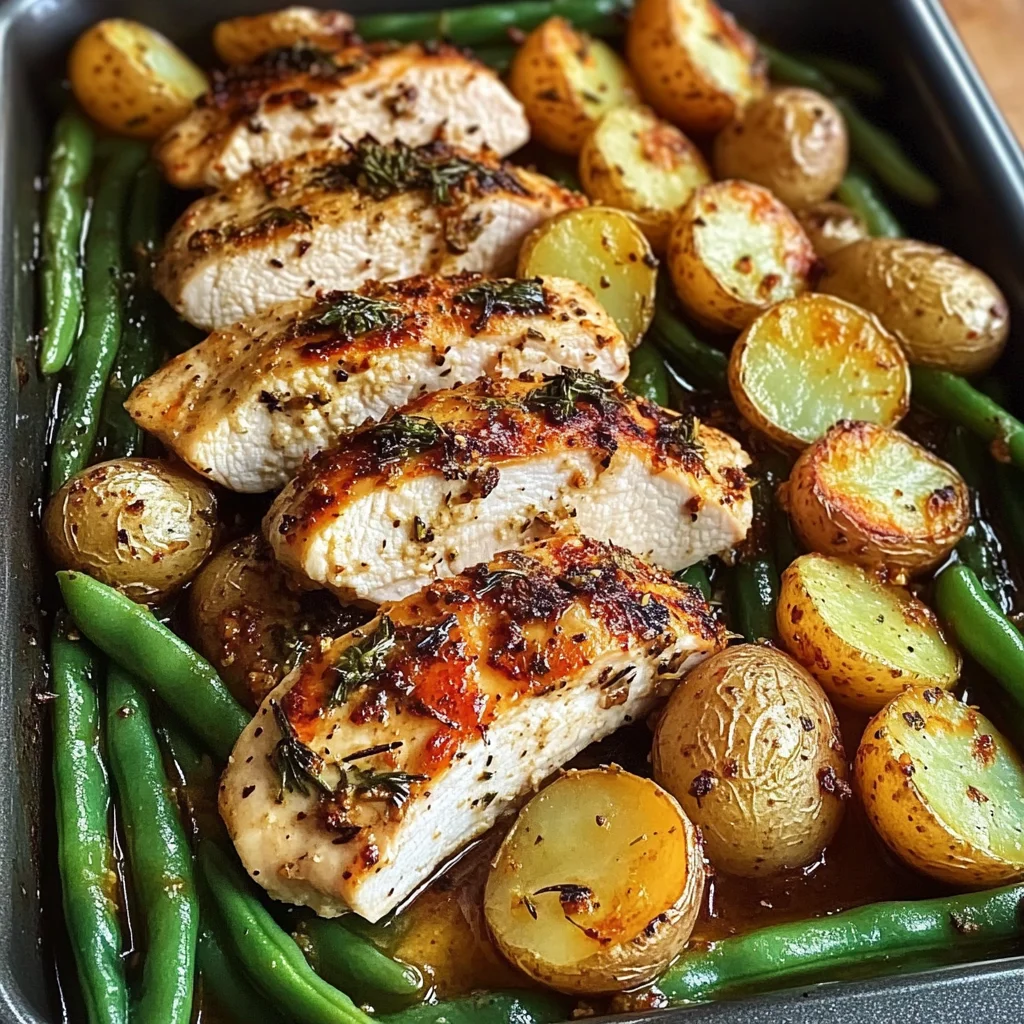 One-Pan Garlic Herb Chicken with Crispy Potatoes & Green Beans