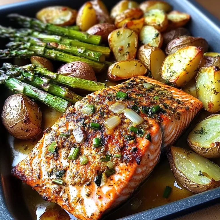 Spiced Salmon with Cheesy Asparagus & Garlic Herb Potatoes